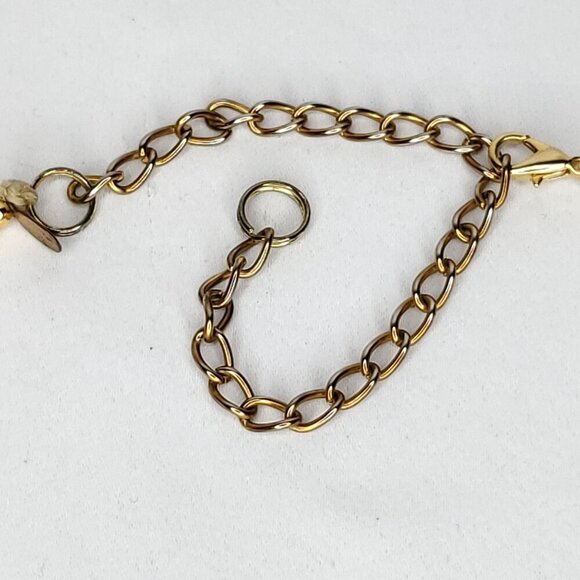 Vintage Red Bead Necklace Goldtone White Clear Frosted Teresa Goodall 16" - Picture 4 of 5